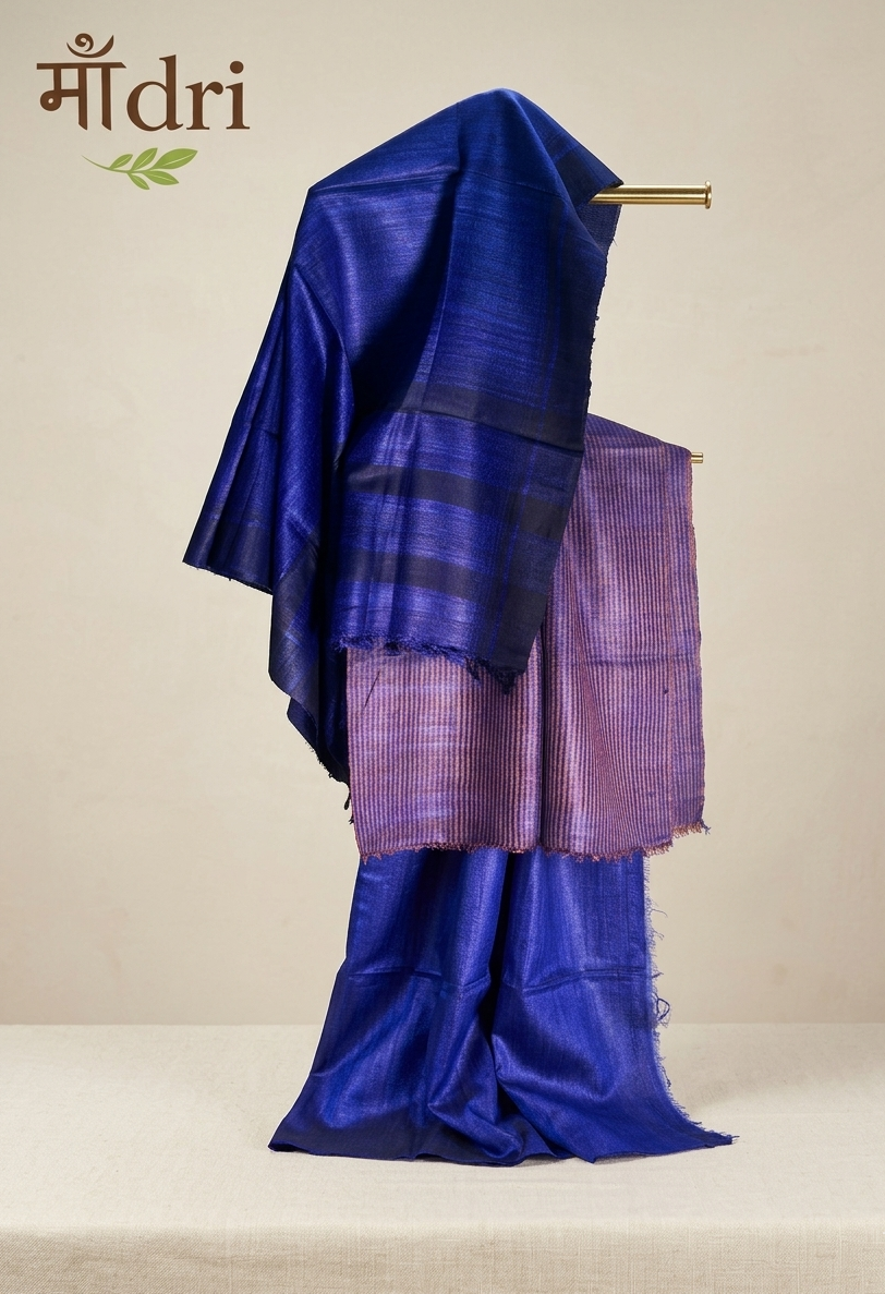 Tussar Gicha · 3-Piece Unstitched Suit Fabric · Royal Blue