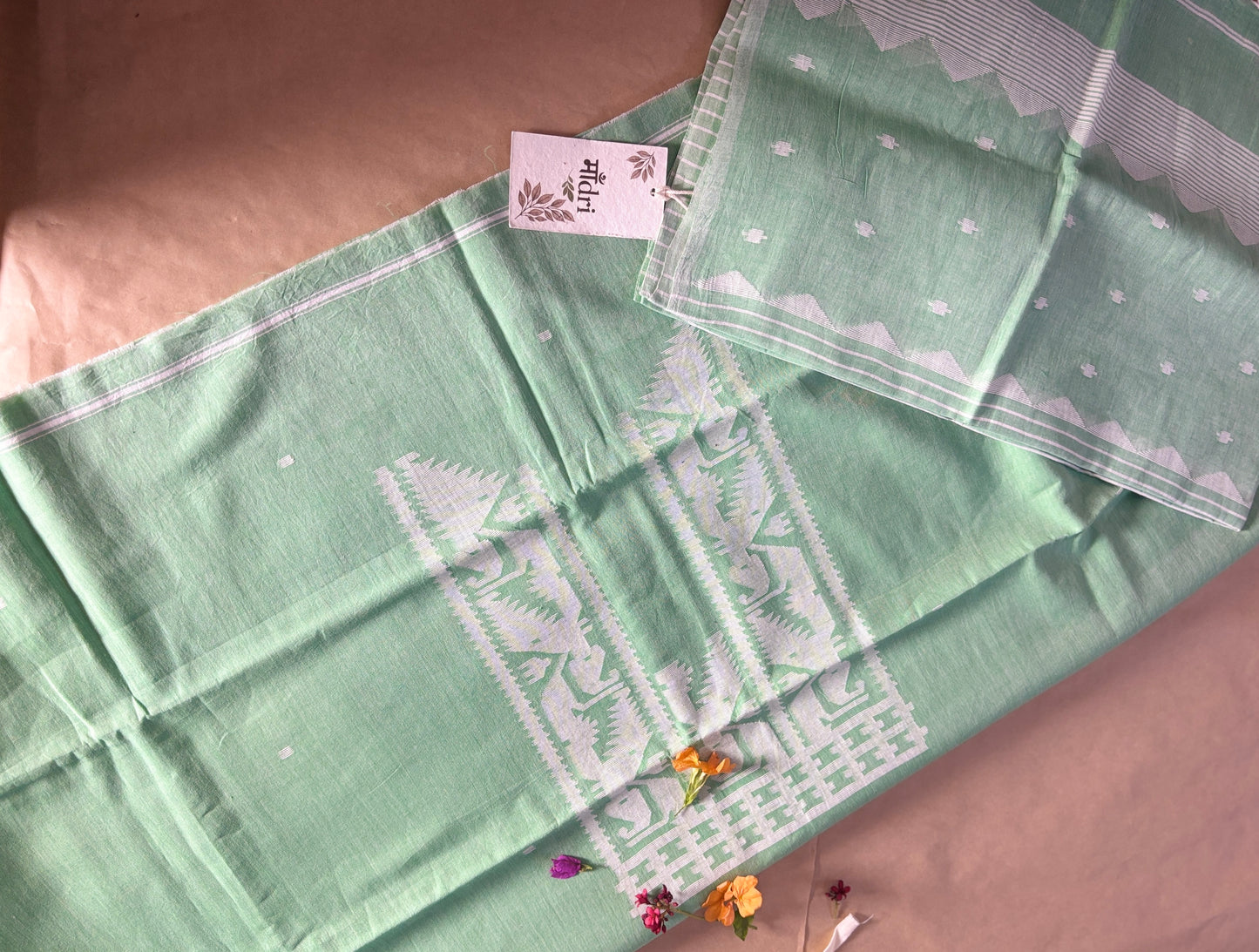 Handwoven Cotton Jamdani — Sage Temple Weave