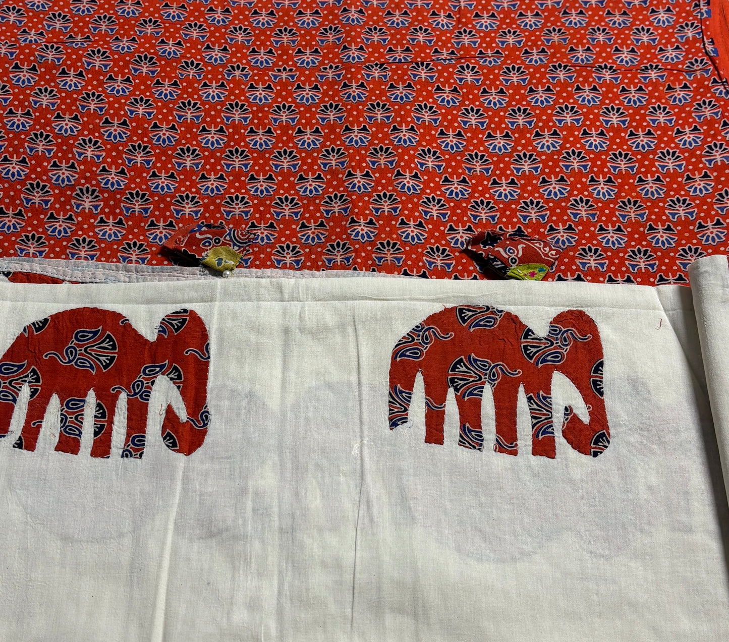 Ajrakh × Appliqué · Unstitched Kurta Set - Rustic orange.