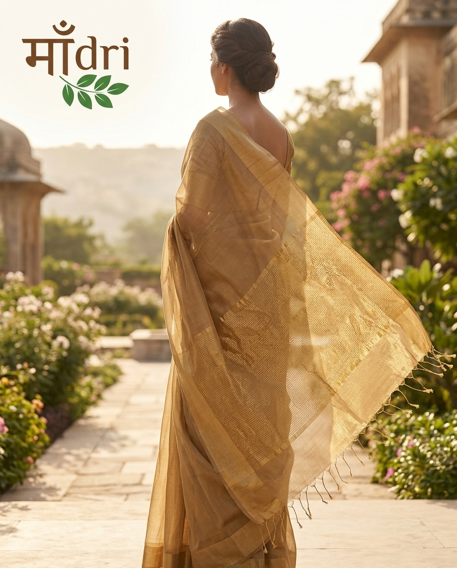 Maheshwari Tissue Saree · Antique Gold