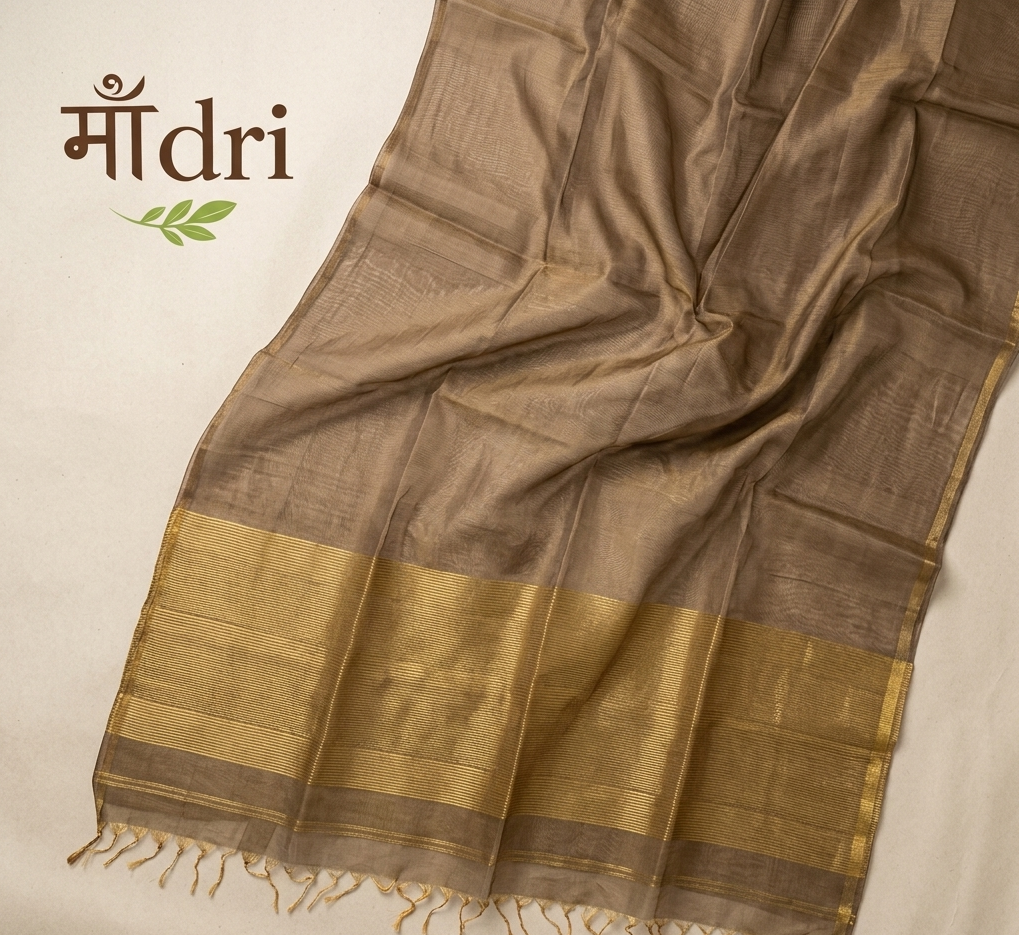 Maheshwari Tissue Saree · Antique Gold-Bronze
