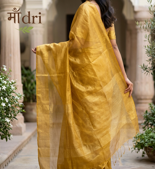 Maheshwari Tissue Saree · Golden Mustard