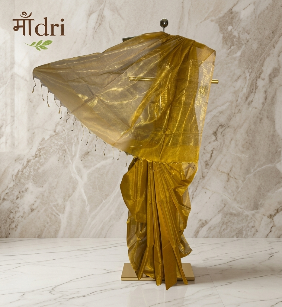 Maheshwari Tissue Saree · Golden Mustard
