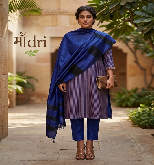 Tussar Gicha · 3-Piece Unstitched Suit Fabric · Royal Blue
