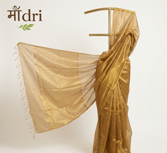 Maheshwari Tissue Saree · Antique Gold