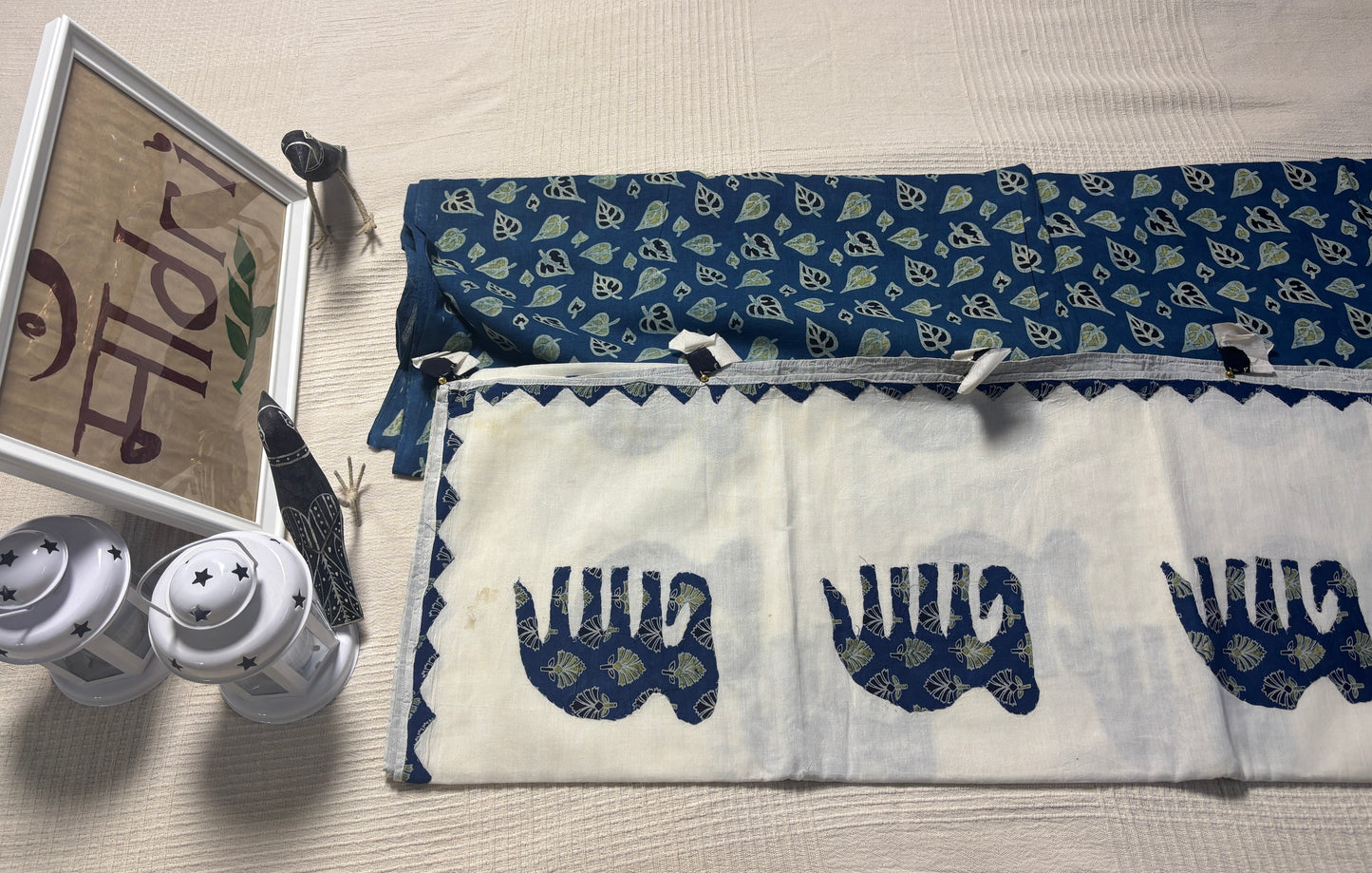 Ajrakh × Appliqué · Unstitched Kurta Set · Indigo IV