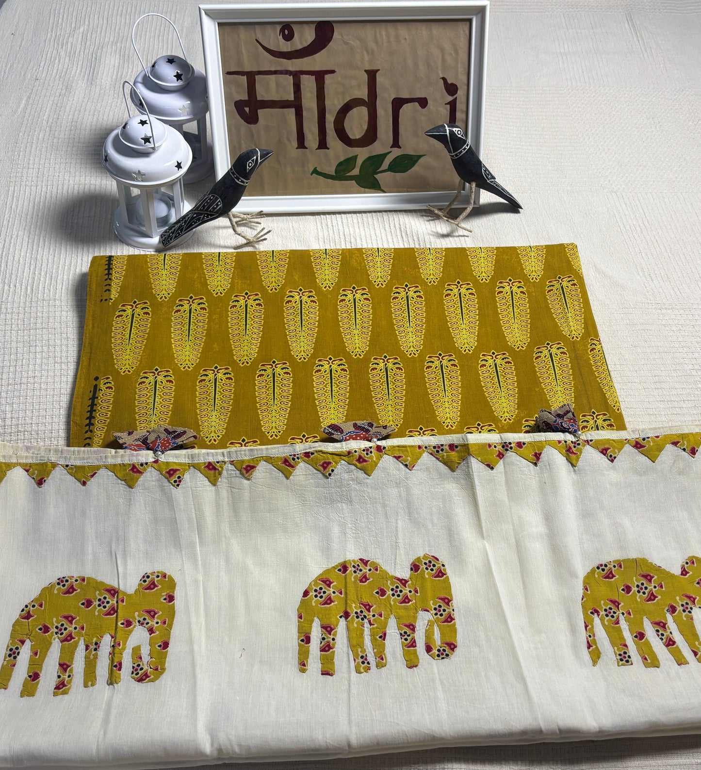 Ajrakh × Appliqué · Unstitched Kurta Set -Marigold