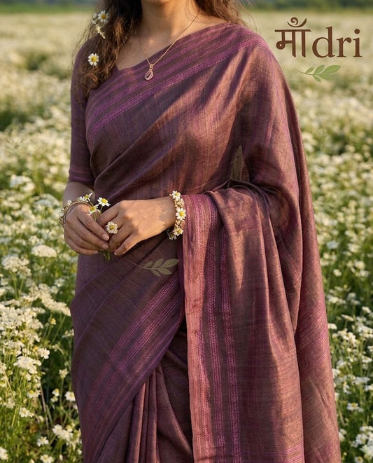 Tussar Gicha Saree · Cocoa Rose