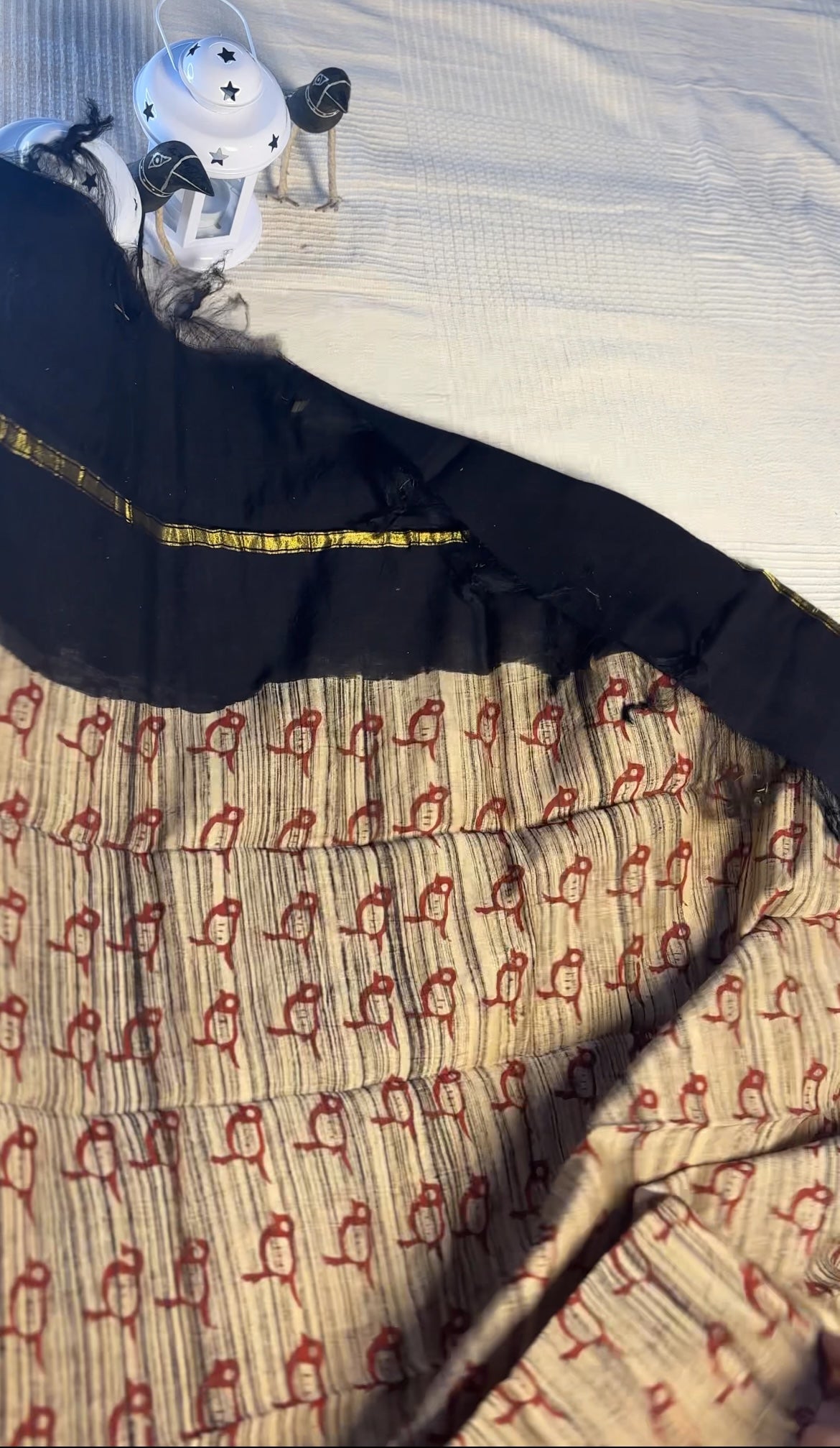 Bagru × Chanderi hand block printed Dupatta - Madder Red on Ivory